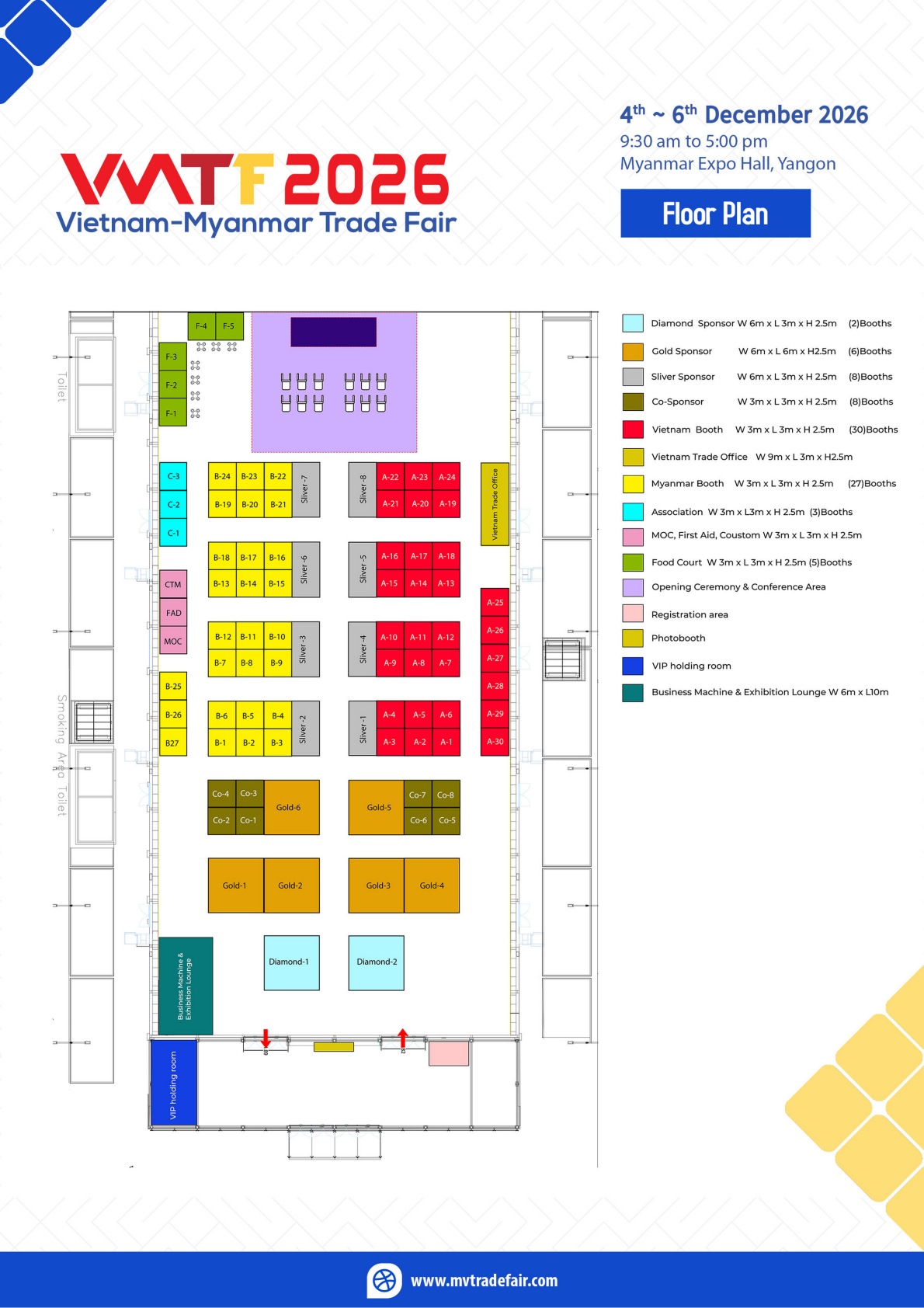 VMTF 2026 floor plan of Myanmar Expo Hall, Yangon